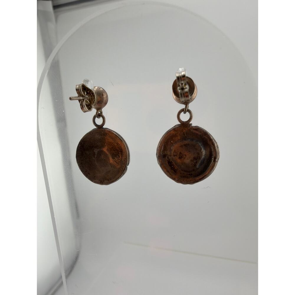 Vintage Navajo Inspired Sterling Silver Turquoise Earrings - Picture 2 of 3